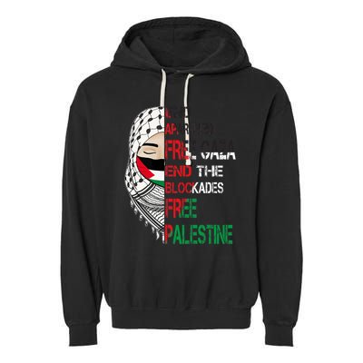 Free Palestine Arabic Palestine Gaza Jerusalem Support Flag Garment-Dyed Fleece Hoodie