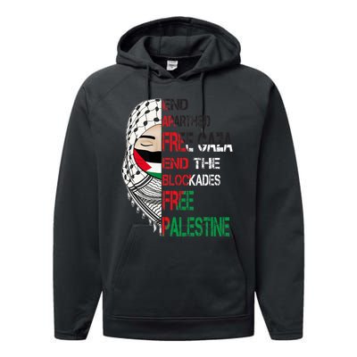 Free Palestine Arabic Palestine Gaza Jerusalem Support Flag Performance Fleece Hoodie