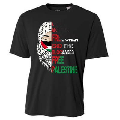 Free Palestine Arabic Palestine Gaza Jerusalem Support Flag Cooling Performance Crew T-Shirt