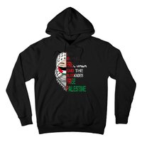 Free Palestine Arabic Palestine Gaza Jerusalem Support Flag Hoodie