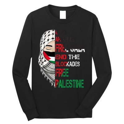 Free Palestine Arabic Palestine Gaza Jerusalem Support Flag Long Sleeve Shirt