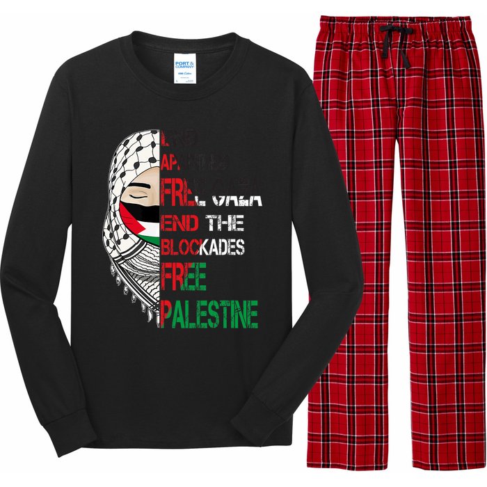 Free Palestine Arabic Palestine Gaza Jerusalem Support Flag Long Sleeve Pajama Set