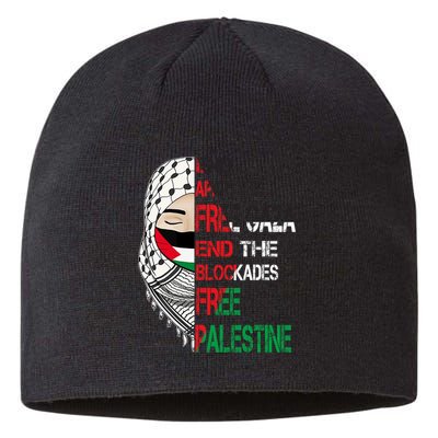 Free Palestine Arabic Palestine Gaza Jerusalem Support Flag Sustainable Beanie