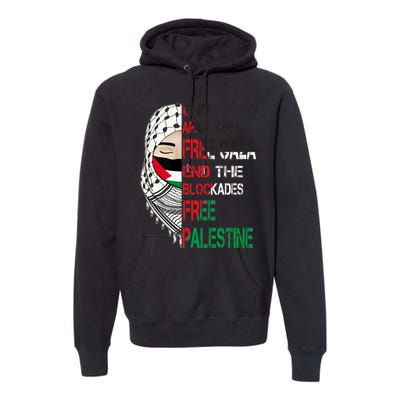 Free Palestine Arabic Palestine Gaza Jerusalem Support Flag Premium Hoodie