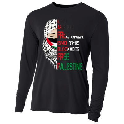 Free Palestine Arabic Palestine Gaza Jerusalem Support Flag Cooling Performance Long Sleeve Crew