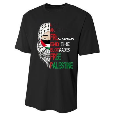 Free Palestine Arabic Palestine Gaza Jerusalem Support Flag Performance Sprint T-Shirt