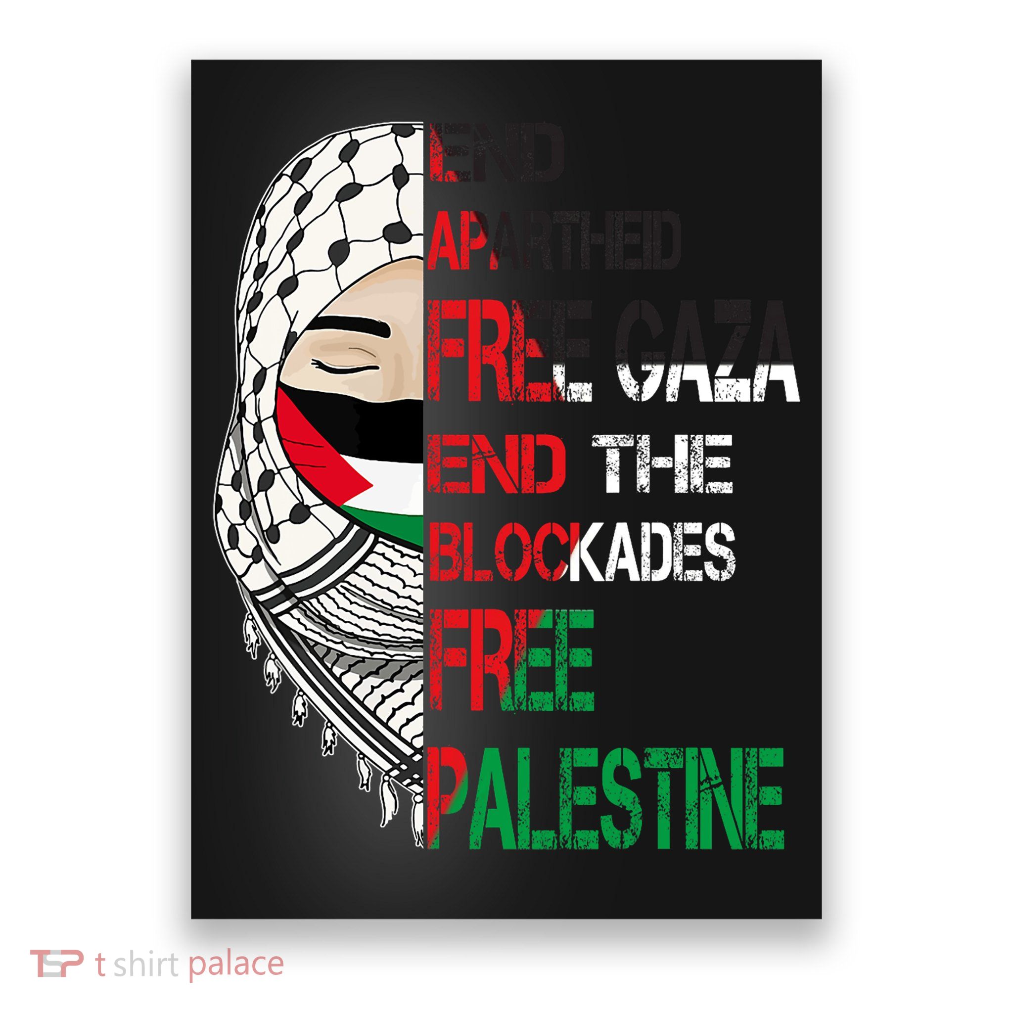 Free Palestine Arabic Palestine Gaza Jerusalem Support Flag Poster