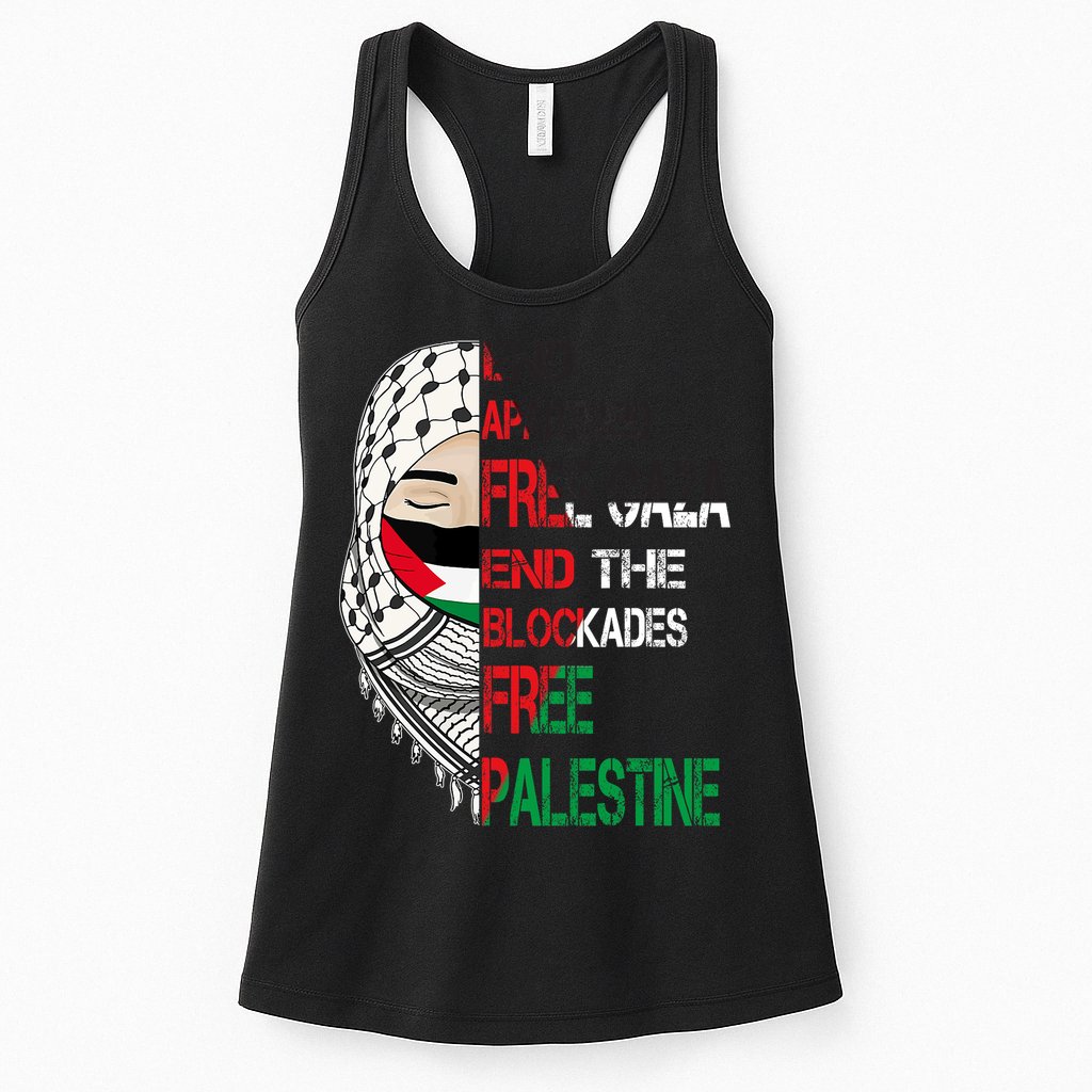 Free Palestine Arabic Palestine Gaza Jerusalem Support Flag Womens Tank Top