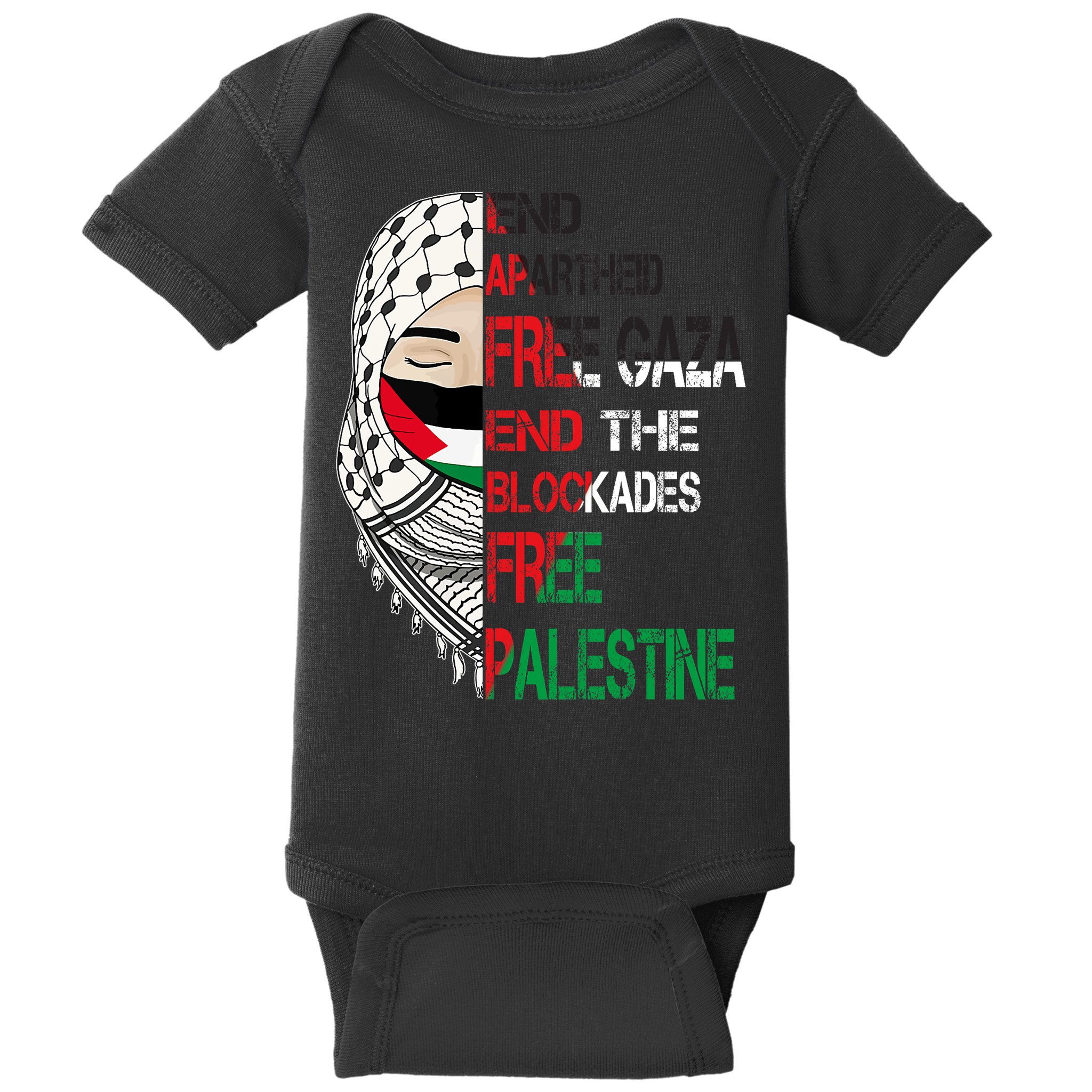 Free Palestine Arabic Palestine Gaza Jerusalem Support Flag Baby Bodysuit