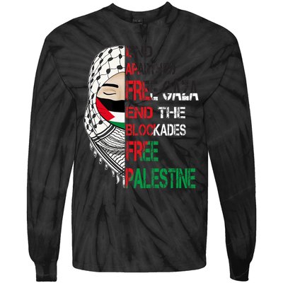 Free Palestine Arabic Palestine Gaza Jerusalem Support Flag Tie-Dye Long Sleeve Shirt