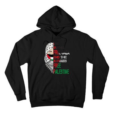 Free Palestine Arabic Palestine Gaza Jerusalem Support Flag Tall Hoodie