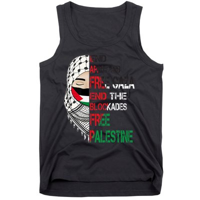 Free Palestine Arabic Palestine Gaza Jerusalem Support Flag Tank Top