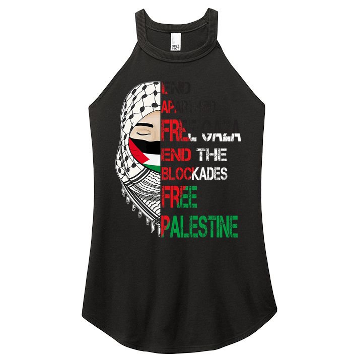 Free Palestine Arabic Palestine Gaza Jerusalem Support Flag Women's Perfect Tri Rocker Tank