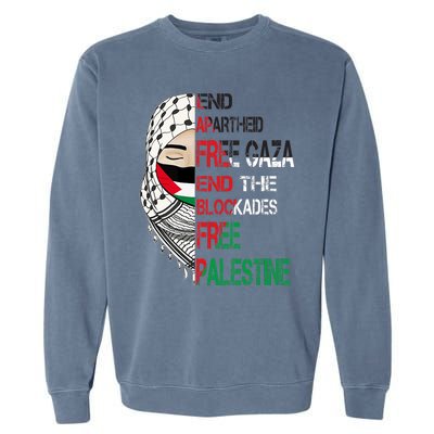 Free Palestine Arabic Palestine Gaza Jerusalem Support Flag Garment-Dyed Sweatshirt