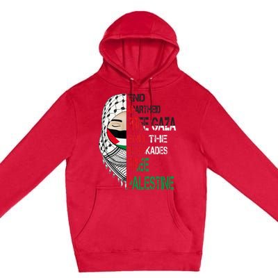 Free Palestine Arabic Palestine Gaza Jerusalem Support Flag Premium Pullover Hoodie