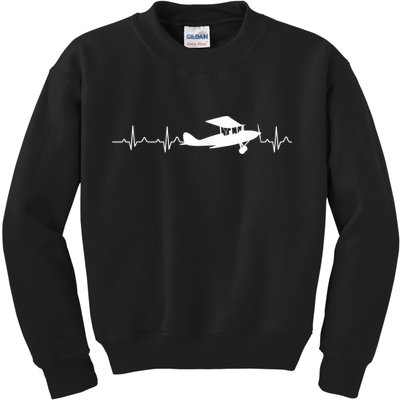 Flying Pilot , Aviation Heartbeat Kids Sweatshirt