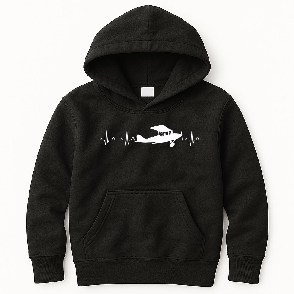 Flying Pilot , Aviation Heartbeat Kids Hoodie
