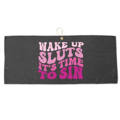 Funny Pride Adult Wake Up Sluts Time To Sin LGBTQ Large Microfiber Waffle Golf Towel