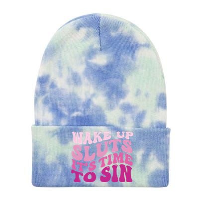 Funny Pride Adult Wake Up Sluts Time To Sin LGBTQ Tie Dye 12in Knit Beanie