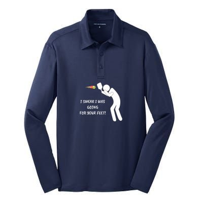 Fun Pickleball, Aiming At Your Feet, Pickleball For Life Silk Touch Performance Long Sleeve Polo