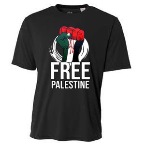 Free Palestine Arabic Support Palestine And Gaza Jerusalem Cooling Performance Crew T-Shirt