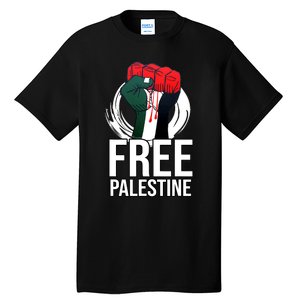 Free Palestine Arabic Support Palestine And Gaza Jerusalem Tall T-Shirt