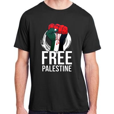 Free Palestine Arabic Support Palestine And Gaza Jerusalem Adult ChromaSoft Performance T-Shirt