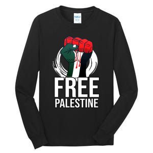 Free Palestine Arabic Support Palestine And Gaza Jerusalem Tall Long Sleeve T-Shirt