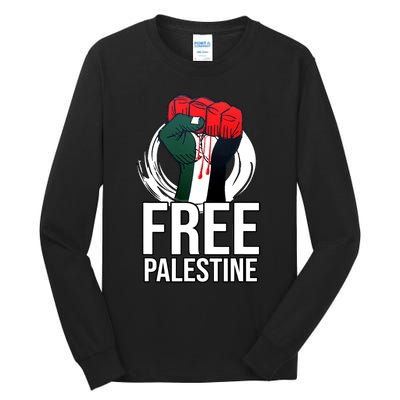 Free Palestine Arabic Support Palestine And Gaza Jerusalem Tall Long Sleeve T-Shirt