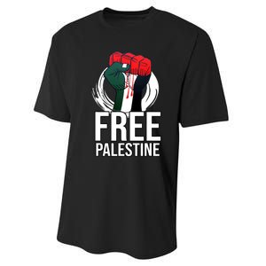 Free Palestine Arabic Support Palestine And Gaza Jerusalem Performance Sprint T-Shirt