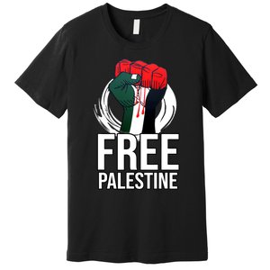 Free Palestine Arabic Support Palestine And Gaza Jerusalem Premium T-Shirt