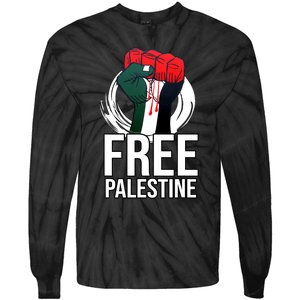 Free Palestine Arabic Support Palestine And Gaza Jerusalem Tie-Dye Long Sleeve Shirt