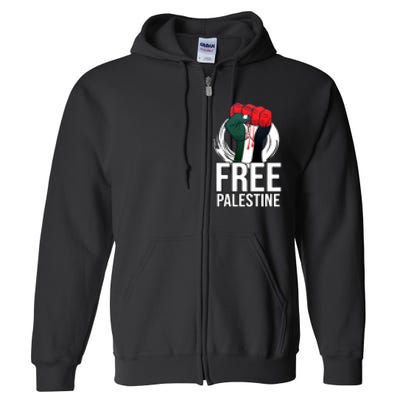 Free Palestine Arabic Support Palestine And Gaza Jerusalem Full Zip Hoodie