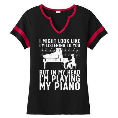 Funny Piano Art Music Keyboard Piano Lovers Ladies Halftime Notch Neck Tee