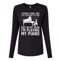 Funny Piano Art Music Keyboard Piano Lovers Womens Cotton Relaxed Long Sleeve T-Shirt