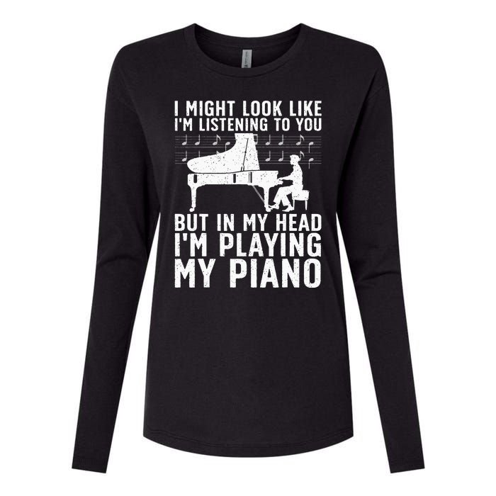 Funny Piano Art Music Keyboard Piano Lovers Womens Cotton Relaxed Long Sleeve T-Shirt