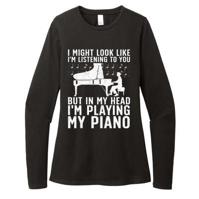 Funny Piano Art Music Keyboard Piano Lovers Womens CVC Long Sleeve Shirt