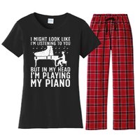 Funny Piano Art Music Keyboard Piano Lovers Women's Flannel Pajama Set