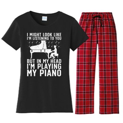 Funny Piano Art Music Keyboard Piano Lovers Women's Flannel Pajama Set