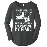 Funny Piano Art Music Keyboard Piano Lovers Women's Perfect Tri Tunic Long Sleeve Shirt