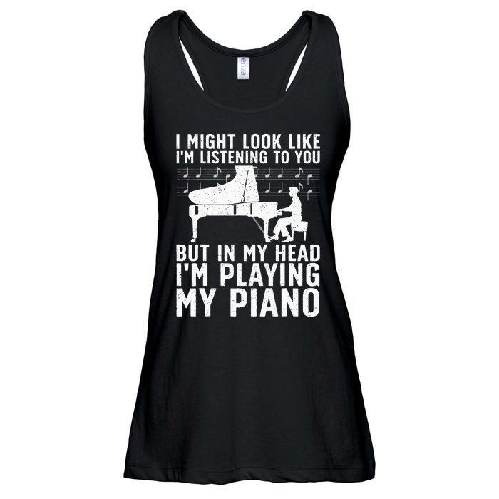 Funny Piano Art Music Keyboard Piano Lovers Ladies Essential Flowy Tank