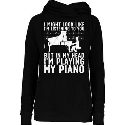 Funny Piano Art Music Keyboard Piano Lovers Womens Funnel Neck Pullover Hood