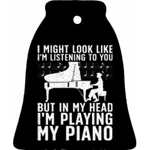 Funny Piano Art Music Keyboard Piano Lovers Ceramic Bell Ornament