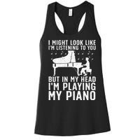 Funny Piano Art Music Keyboard Piano Lovers Women's Racerback Tank