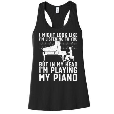 Funny Piano Art Music Keyboard Piano Lovers Women's Racerback Tank