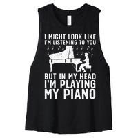 Funny Piano Art Music Keyboard Piano Lovers Women's Racerback Cropped Tank