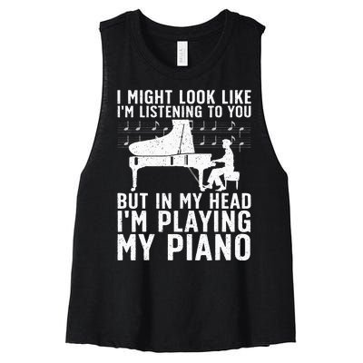 Funny Piano Art Music Keyboard Piano Lovers Women's Racerback Cropped Tank