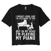 Funny Piano Art Music Keyboard Piano Lovers Women's Crop Top Tee