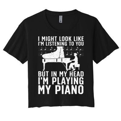 Funny Piano Art Music Keyboard Piano Lovers Women's Crop Top Tee