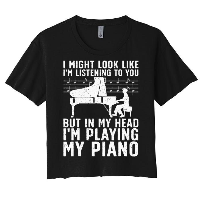 Funny Piano Art Music Keyboard Piano Lovers Women's Crop Top Tee